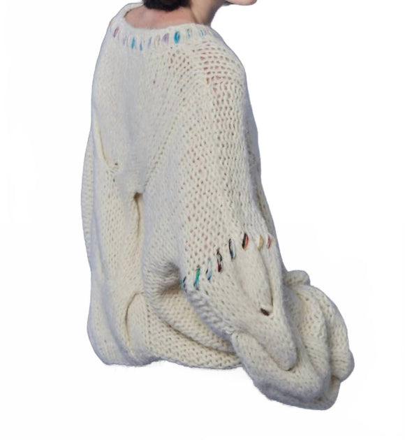 Fringe Candice Sweater Beige Medium 3