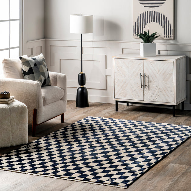 nuLOOM Dominique Abstract Checkered Fringe Area Rug 3