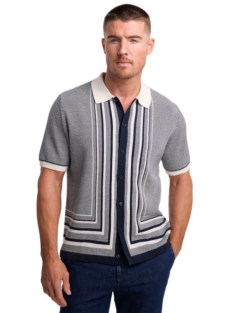 Paul Fredrick Cotton Button Front Polo Black XXXLarge 4