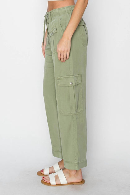 RISEN High Rise Relaxed Cargo Pants Green XL 4