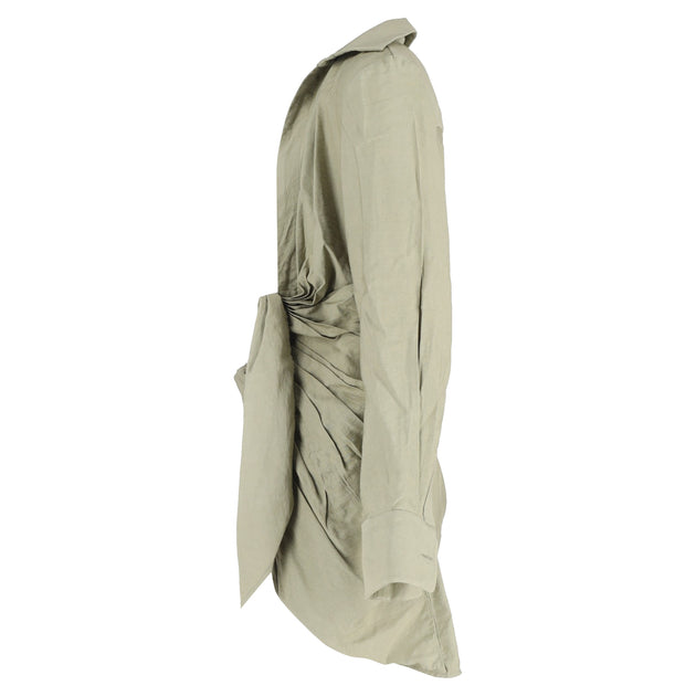 Jacquemus La Robe Bahia Tie-detail Mini Dress In Green Viscose