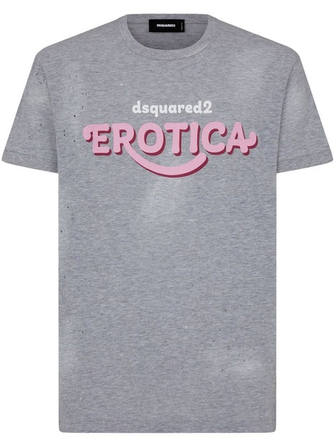 Dsquared2 Erotica Cotton Jersey T-Shirt Grey Medium 2