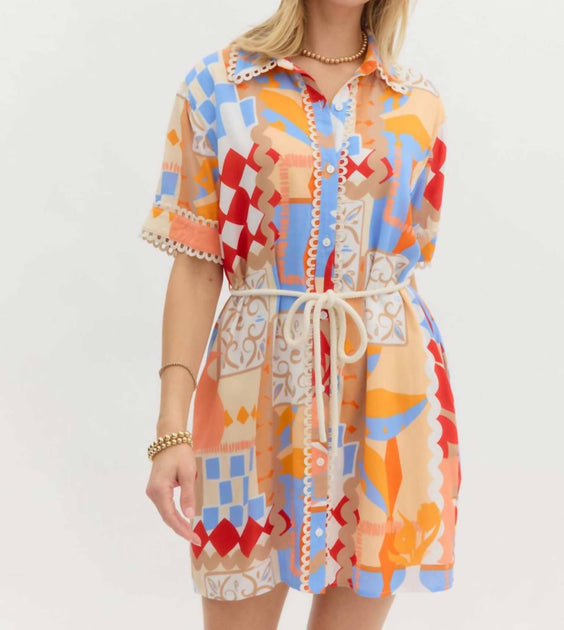 entro Resort Mini Shirt Dress Multi Small 3