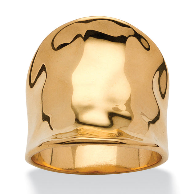 Palm Bague Cigare Concave Plaqué Or Jaune Taille 7 2