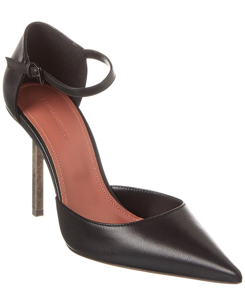 Amina Muaddi Angelica 95 Leather Pump Black EU 37 2