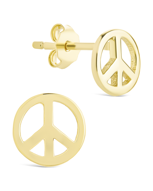 Sterling Forever Peace Sign Studs Silver 2