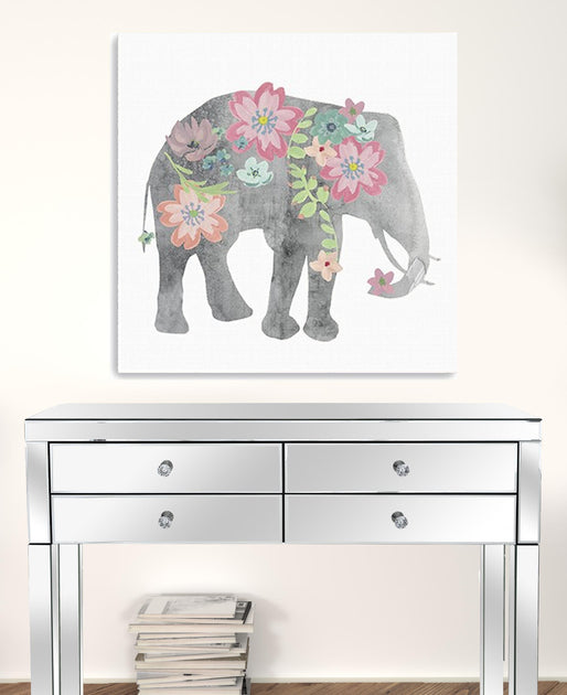 Hivvago Floral Elephant Print Gray 30x30 4