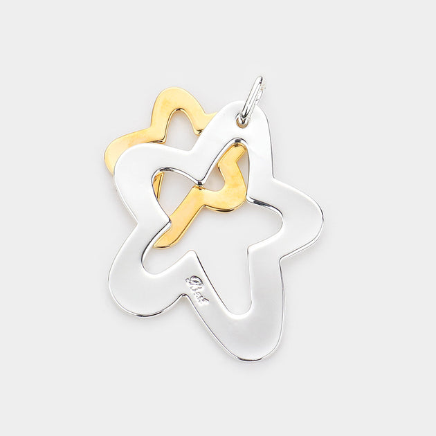 FASHNZFAB Layered Star Pendant Two Tone Gold 3