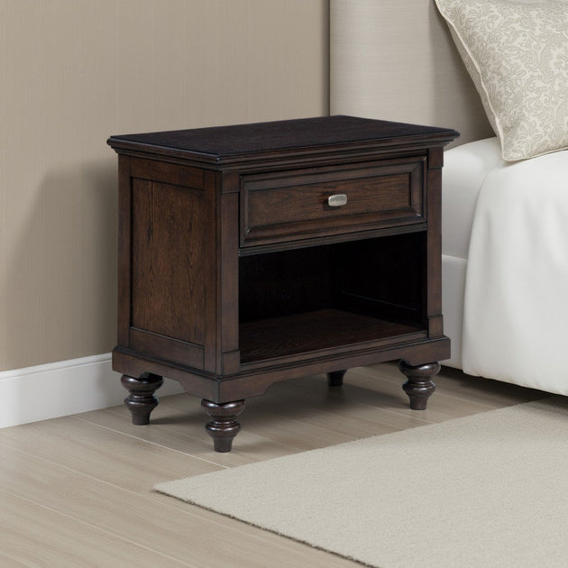 Hivvago Meon Nightstand Dark Oak Brown 3