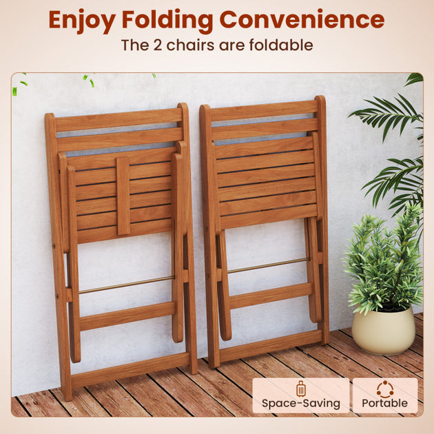 Hivvago 3 Piece Bistro Set Teak 4