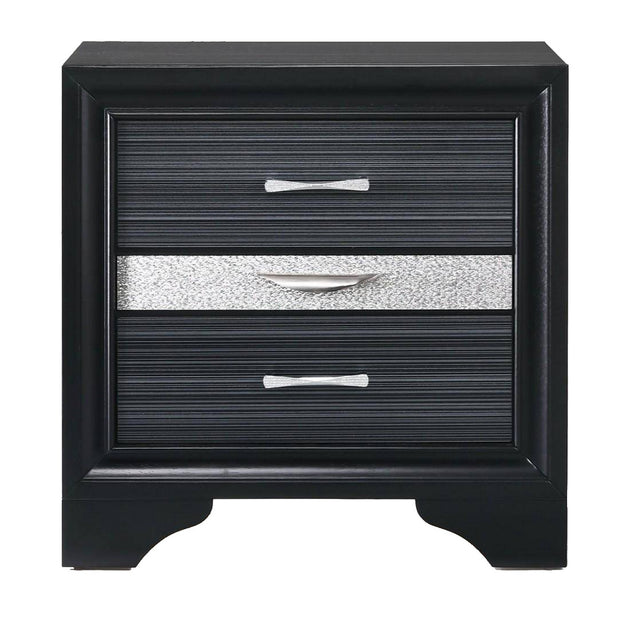 Hivvago Two Tone Wooden Nightstand Black And Silver 2