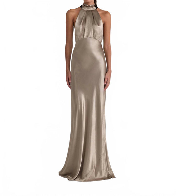 Saloni Michelle Maxi Dress Silver US 4 3