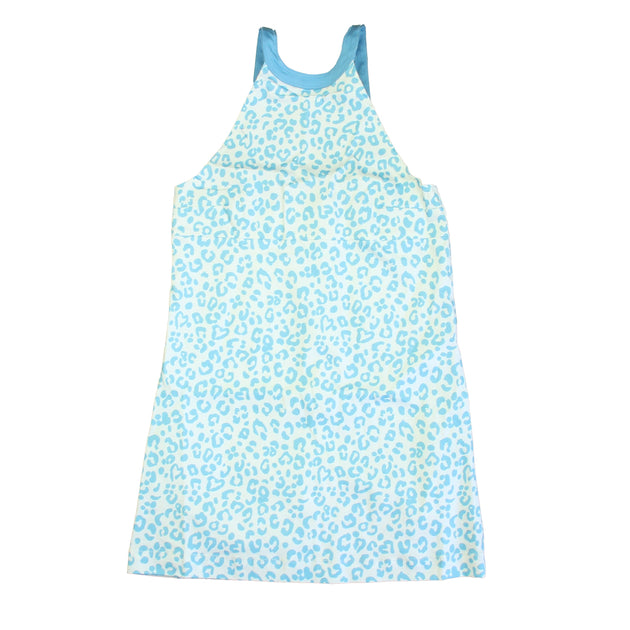 Classic Prep Girls Robbins Egg Leopard Dot Dress Blue US 8 2