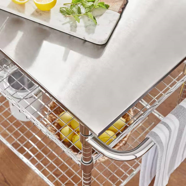 Hivvago Kitchen Island Cart Silver 4