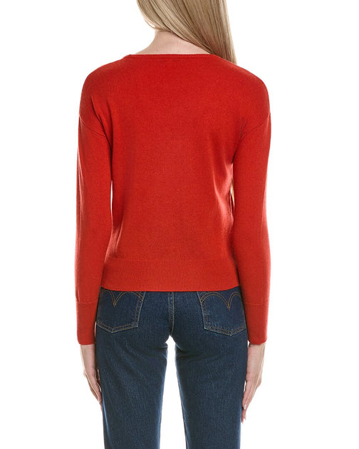 sofiacashmere Bow Embellishment Wool & Cashmere-Blend Sweater Orange Medium 3
