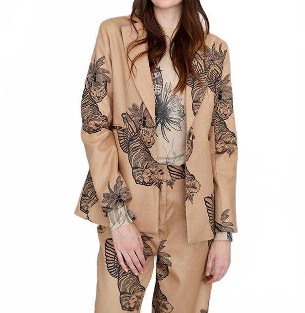 Las Sureñas Toile De Jouy Wool Blazer Brown Large 2