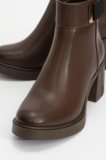 Prologue Shoes Rashe Block Heel Zip Boot Brown 9 4