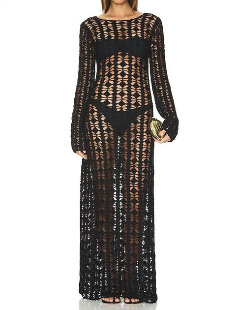 Beach Riot Ariana Crochet Maxi Dress Black Small 2