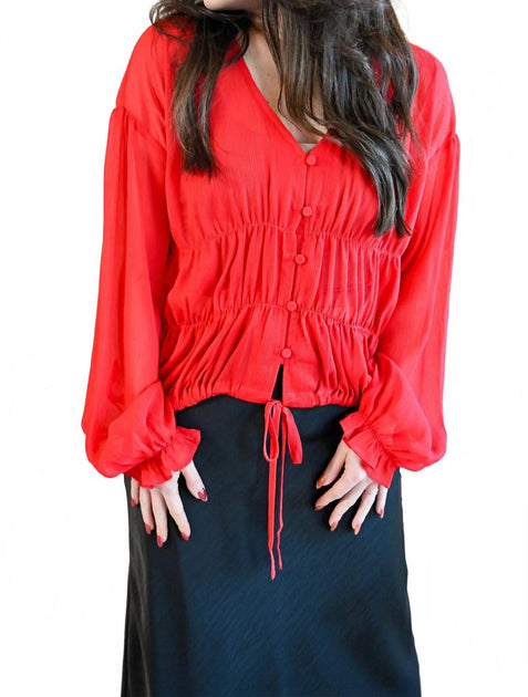GREYLIN Beach Street Button Up Blouse Red XS 2