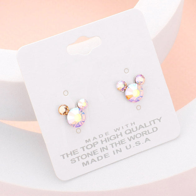 FASHNZFAB Mouse Character Stud Earrings Silver 9