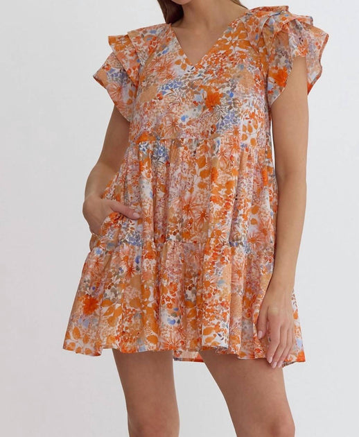 entro Ruffle Sleeves And Pockets Floral Mini Dress multi Medium 3
