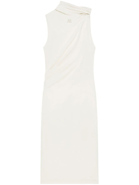 COURRÈGES Asymmetrical Midi Dress Ecru EU 44 2