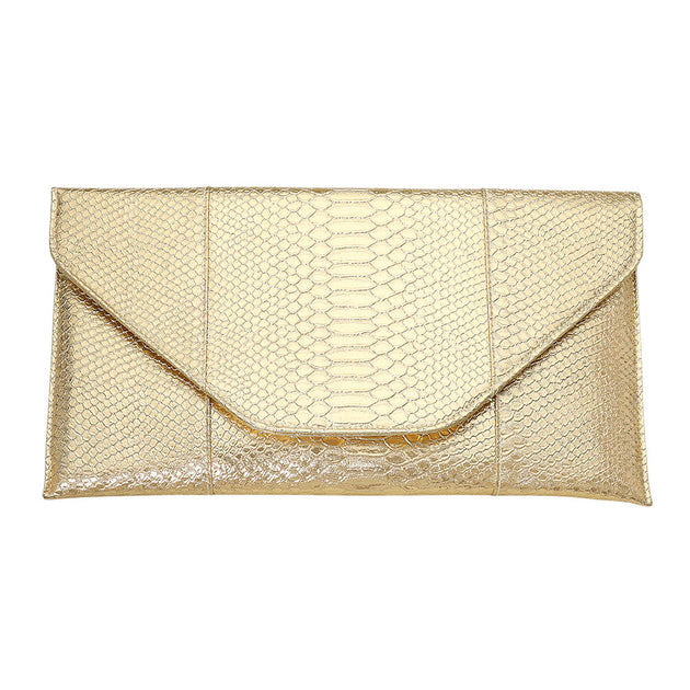 FASHNZFAB Snake Skin Patterned Envelope Clutch White One Size 4