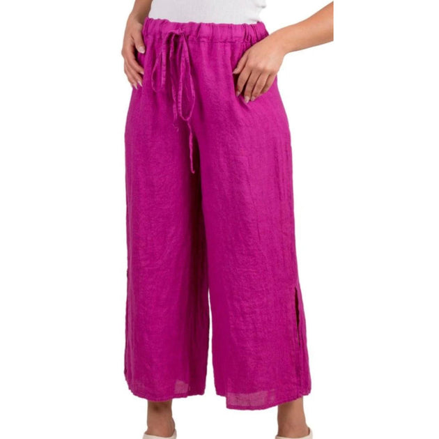 GIGI MODA Flo Linen Capri Pants Pink One Size 2