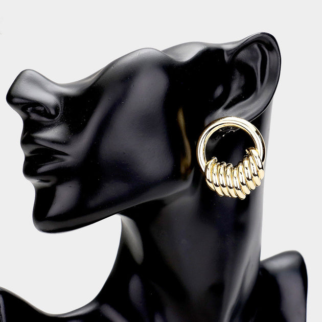 FASHNZFAB Open Circle Metal Earrings Gold 2
