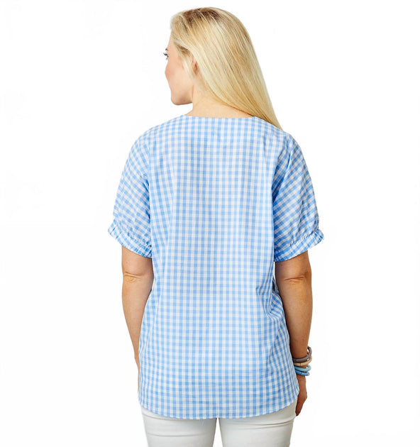 Caryn Lawn Betsy Top Blouse Blue One Size 3