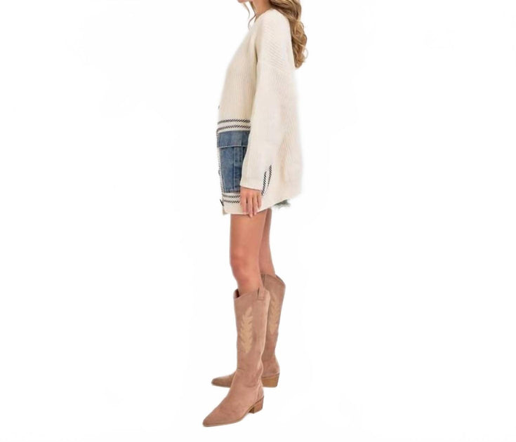 BNS Knit Sweater Cardigan Ivory Medium 4
