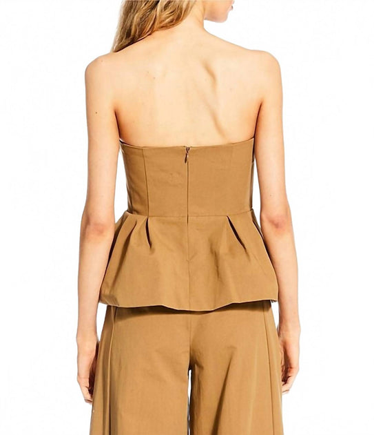 Line and Dot Tove Corset Peplum Top Beige Large 3