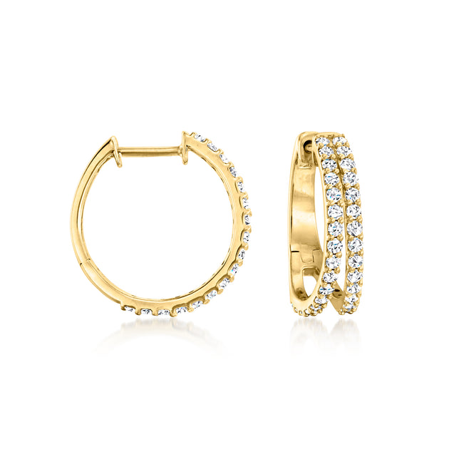 Ross-Simons Lab-Grown Diamond Double-Hoop Earrings Silver 3