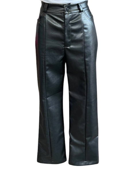 GLAM Women's High-Waisted Faux Leather Pants Blue Small 2