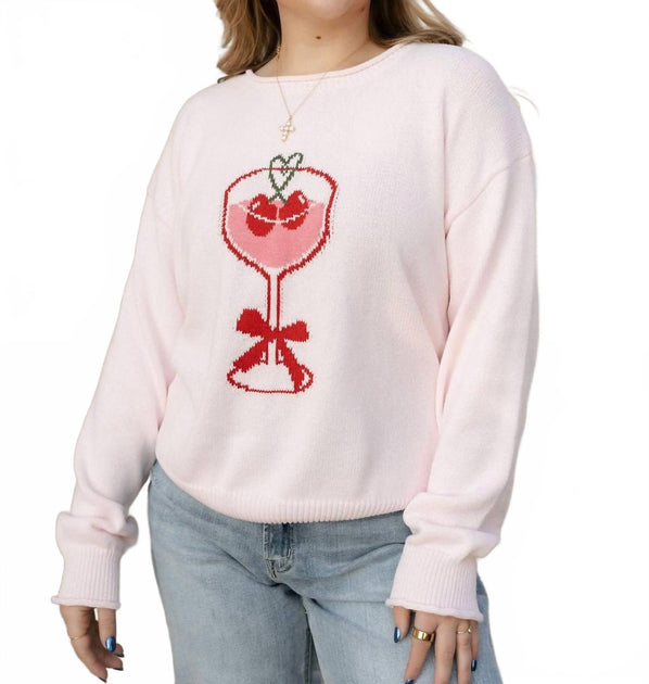 Sunday Edition Valentine Martini Sweater Pink Large 4