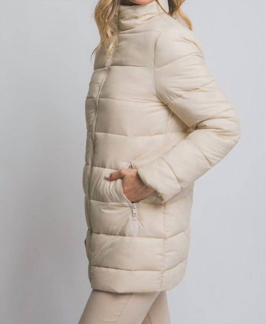 LOVE TREE Gefütterte Daunenjacke mit Kapuze Beige Small 3