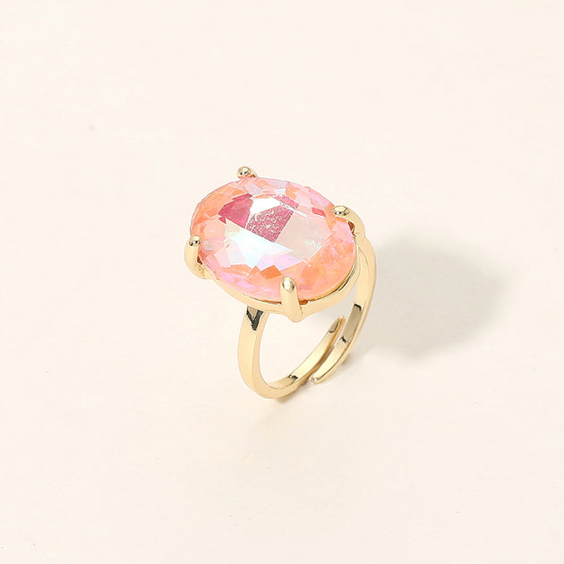 FASHNZFAB Oval Stone Cluster Ring Blue One Size 4