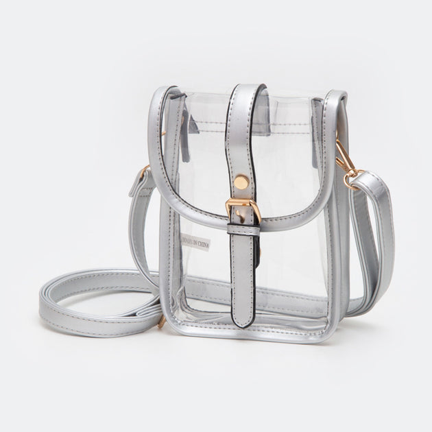 FASHNZFAB Faux Leather Transparent Crossbody Bag Multi One Size 3