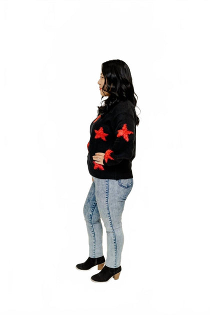 Jodifl Darby Distressed Star Sweater Black Large 3