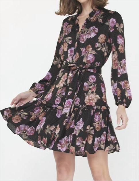 Current Air Ruffle Collar Floral Dress Black Small 3