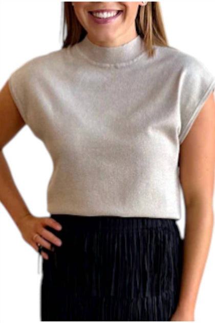 Anonyme Mockneck Sparkle Top Silver Large 3