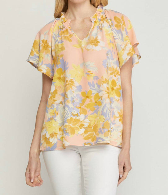 Entro Floral Potter Sleeve Shirt Gelb XLarge 2