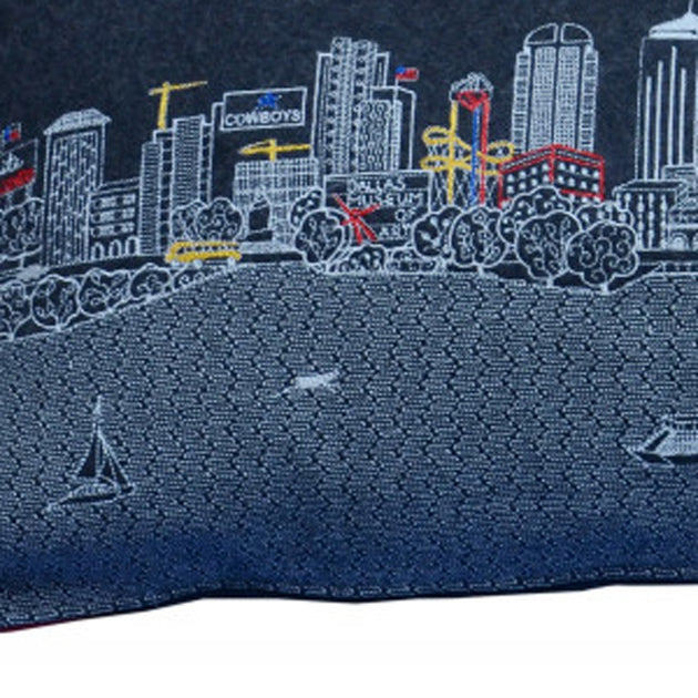 Hivvago Dallas Nighttime Skyline Lumbar Decorative Pillow Black 35in 4