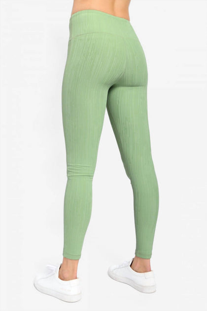 mono b Tactel Textured Lines Leggings Green Medium 4