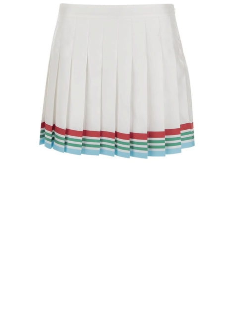 Casablanca High-Waisted Pleated Silk Skirt With Colorful