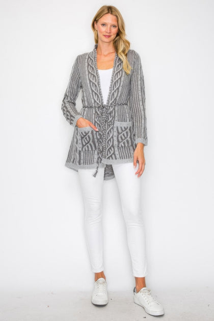 TRUEDAMES Open Wool Cardigan Grey Small 3