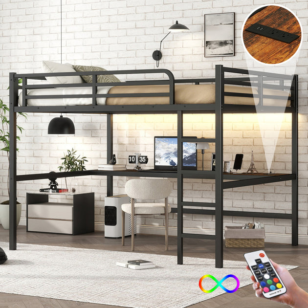 Streamdale Queen Loft Bed Black 2