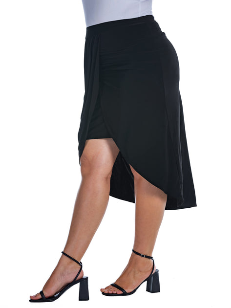 24seven Comfort Apparel Plus Tulpenrock Schwarz 1X 3
