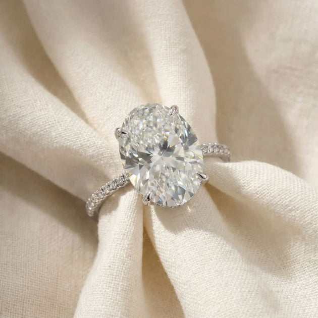 Pompeii3 Side Halo Engagement Ring 14k Gold US 9 6
