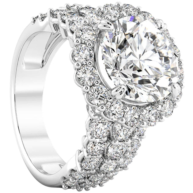 Pompeii3 Certified 5Ct Diamond Multi Row Engagement Ring 14k Gold White US 5.5 6